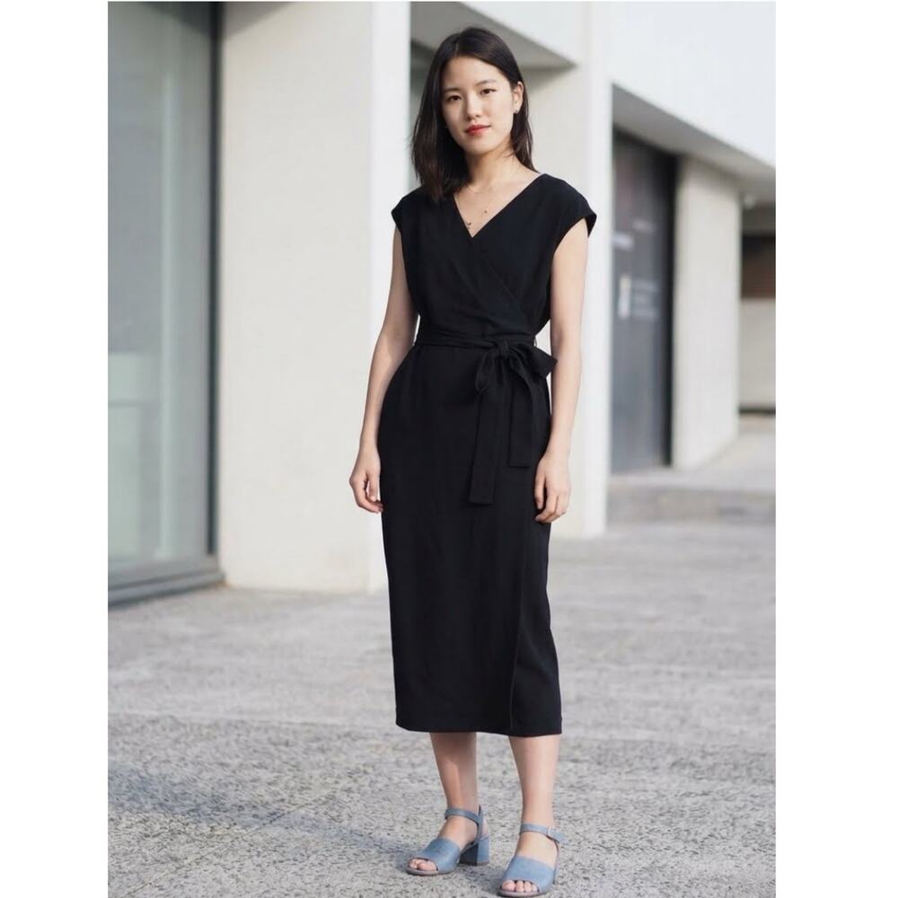 Everlane The Japanese GoWeave Wrap Dres Black Sz 2